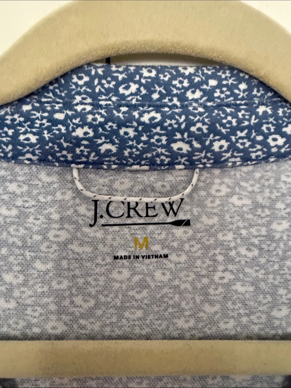J. Crew Blue Micro Floral Polo